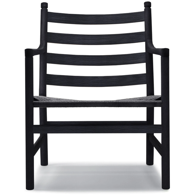 Photo of Carl Hansen - Ch44 Oak Black lacquered / Cord Black - Armchairs - Hans J. Wegner - Black - Natural material/wood