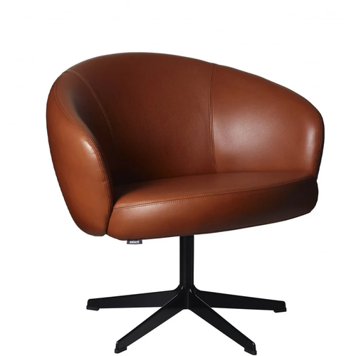 Photo of Rondino Armchair Leather Elmosoft 33001 Brown, Black Lacquered Base