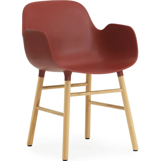 Photo of Form Armchair Red, Oak Legs