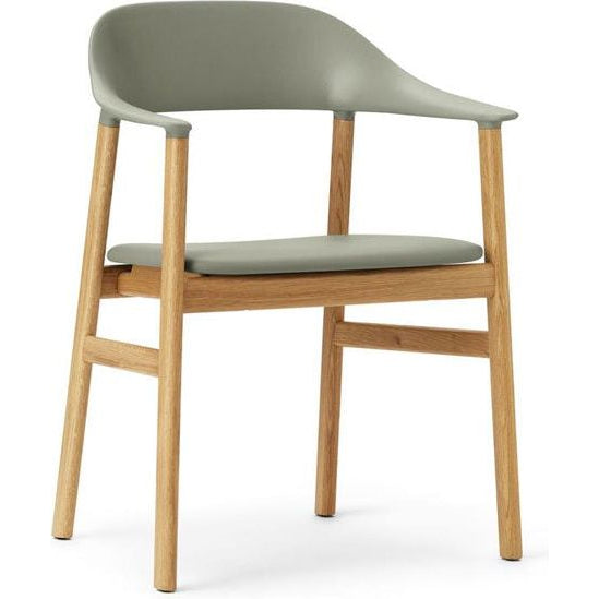 Photo of Herit Armchair Upholstery Oak Spectrum Leather Dusty Green - Dining chairs - Simon Legald - Green - Leather/wood/plastic