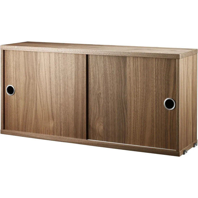 Photo of String Cabinets/sliding doors 78x20, Walnut - Shelving - Nils Strinning - Wood - Mdf/metal/wood