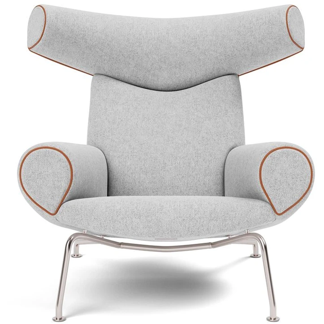 Photo of Wegner Ox Chair - Hallingdal 116/max 95 Leather Cognac/Brushed Stainless Steel
