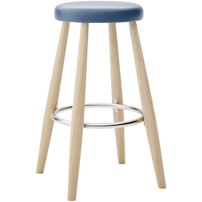 Photo of Carl Hansen - Ch58 Low Stool, White Oiled Oak, Leather Group A Loke - 7310 - Bar stools & Bar stools - Hans J. Wegner - Wood - Leather/metal/wood