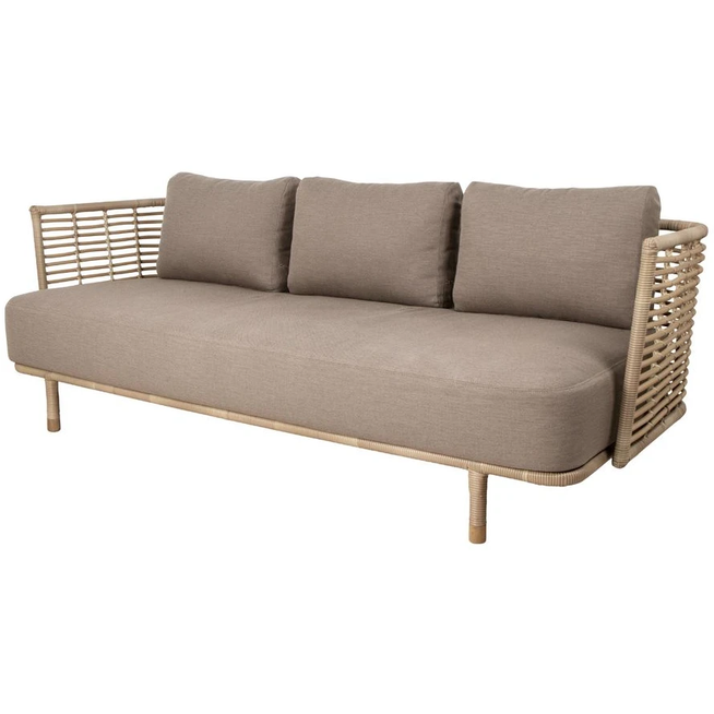 Photo of Sense 3-seater Sofa Inkl. Hyndesæt - Havesofa - Natural, Cane-line Weave / Taupe Cane-line Airtouch - W220 X D75 X H72 X Sh42 Cm