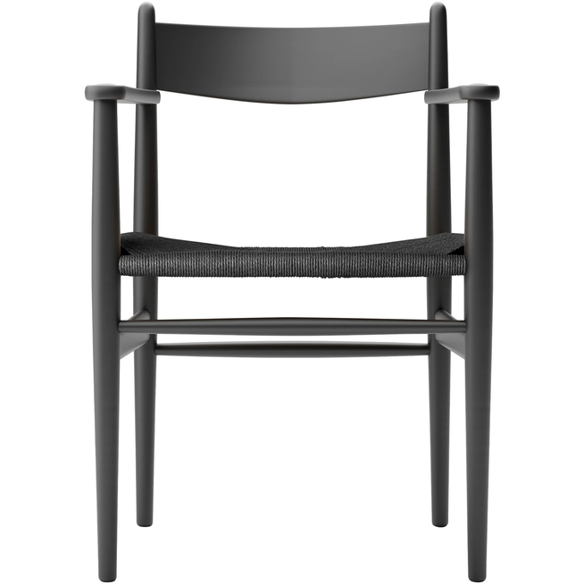 Photo of Carl Hansen - Ch37, lacquered beech, black, black braided paper string - Dining chairs - Hans J. Wegner - Black - Wood