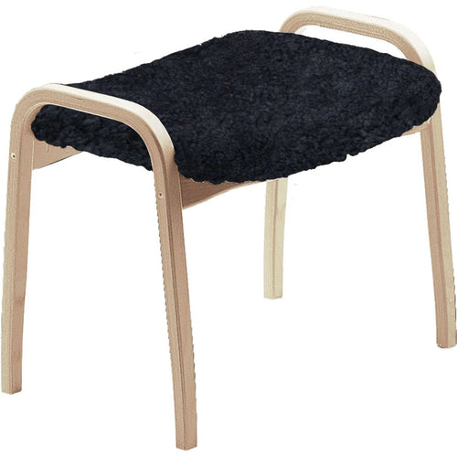 Photo of Lamino Stool, Beech, Sheepskin Black - Footstools - Yngve Ekström - Black - Wood/wool