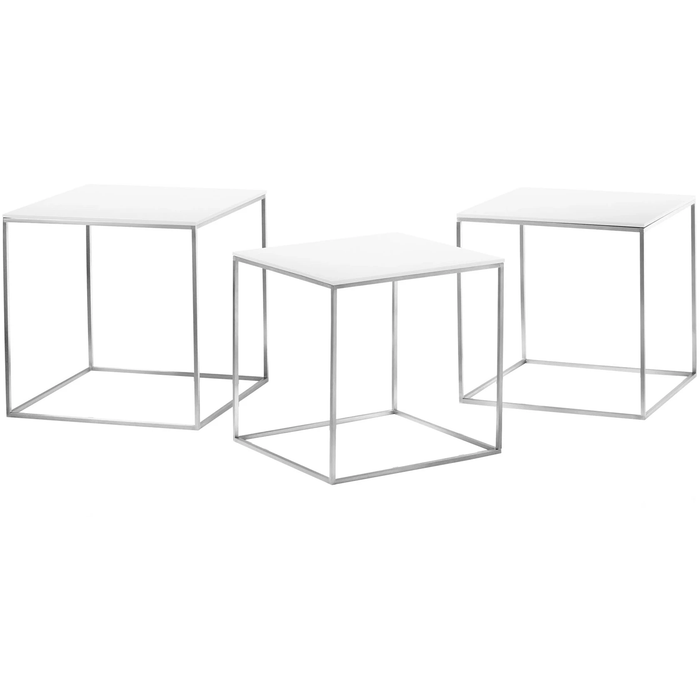 Photo of Pk71, 3 sizes, White Acrylic - Coffee table - Poul Kjærholm - White - Metal/plastic