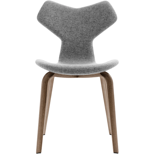 Photo of 4130 Grand Prix, Fully upholstered, Wooden legs Walnut, Fabric, Hallingdal 130 - Dining chairs - Arne Jacobsen - Grey - Metal/wood/textile material