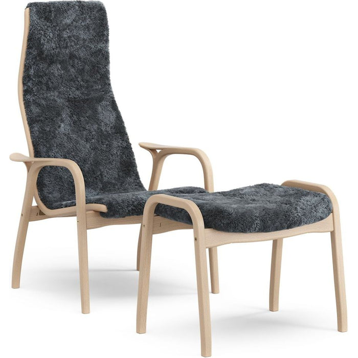 Photo of Lamino Armchair And Footstool Varnished Beech/sheepskin