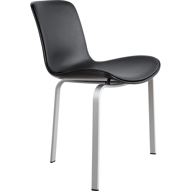 Photo of Pk8, Black Shell, Leather, Aura Black - Dining chairs - Poul Kjærholm - Black - Leather/metal/plastic
