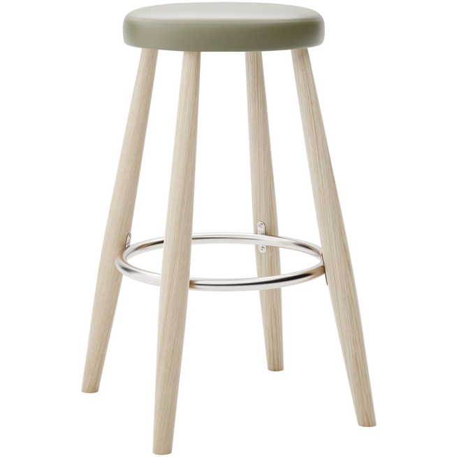 Photo of Carl Hansen - Ch58 Low Stool, Soaped Oak, Leather Group A Loke - 7240 - Bar stools & Bar stools - Hans J. Wegner - Wood - Leather/metal/wood