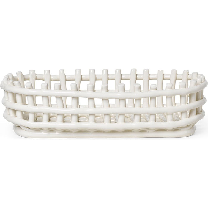 Photo of Ceramic Basket - Kurv - Oval - Blue - W30 X H8,5 X D15 Cm