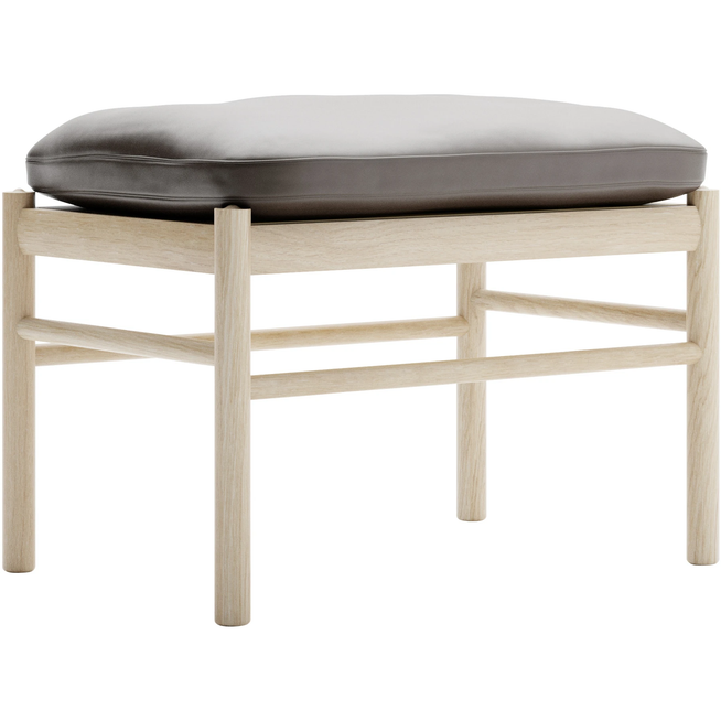 Photo of Carl Hansen - Ow149F - Colonial Footstool, Soaped Oak, Leather Group B Thor