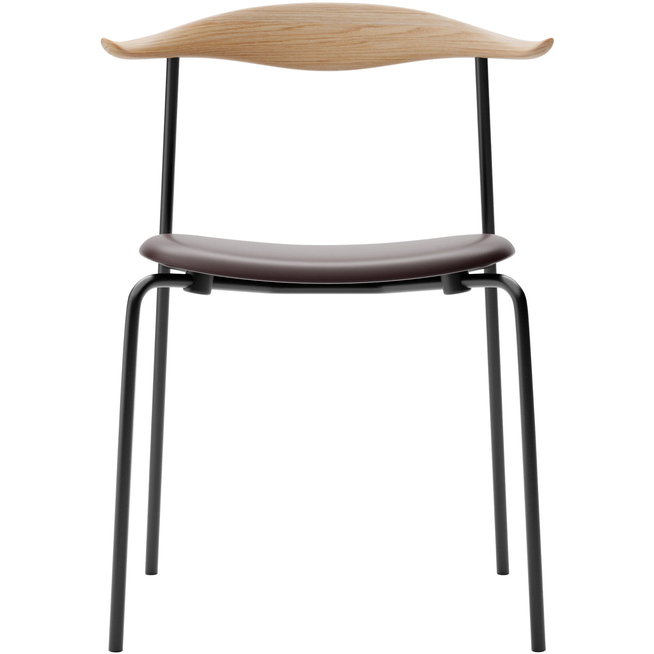 Photo of Carl Hansen - Ch88p - Black Steel, Oak, Oiled, Leather Group B Thor - 306 - Dining Chairs - Hans J. Wegner - Brown - Leather/Wood