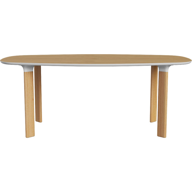 Photo of Jh63 Analogue 105x185 cm, oak veneer, oak legs with white details - Dining table - Jaime Hayón - Wood-coloured - Metal/wood