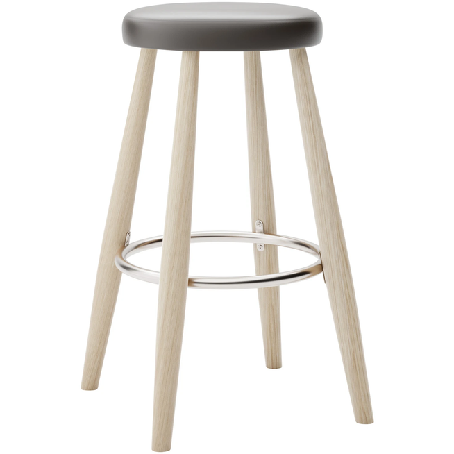 Photo of Carl Hansen - Ch58 Low Stool, Soaped Oak, Leather Group B Thor - 377 - Bar stools & Bar stools - Hans J. Wegner - Wood - Leather/metal/wood