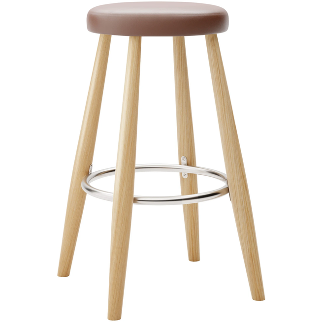 Photo of Carl Hansen - Ch58 Low Stool, Clear Lacquered Oak, Leather Group C Sif - 92 - Bar stools & Bar stools - Hans J. Wegner - Wood - Leather/metal/wood