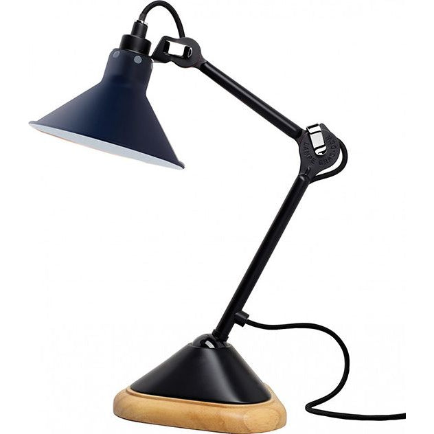 Photo of No. 207 Table Lamp From Lampe Gras (Black Frame, Blue/Conic Shade)
