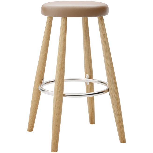 Photo of Carl Hansen - Ch58 Low Stool, Oiled Oak, Leather Group C Sif - 91 - Bar stools & Bar stools - Hans J. Wegner - Wood - Leather/metal/wood