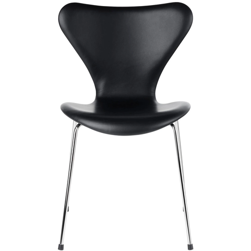 Photo of 3107 Seven, Helkl. Leather, Wild Black Campaign - Dining chairs - Arne Jacobsen - Black - Metal/wood