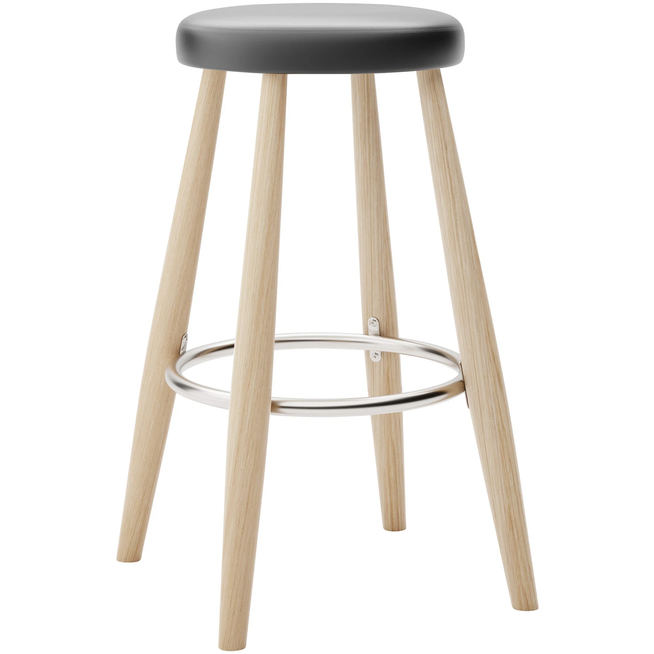 Photo of Carl Hansen - Ch58 Low Stool, White Oiled Oak, Leather Group B Thor - 301 - Bar stools & Bar stools - Hans J. Wegner - Wood - Leather/metal/wood