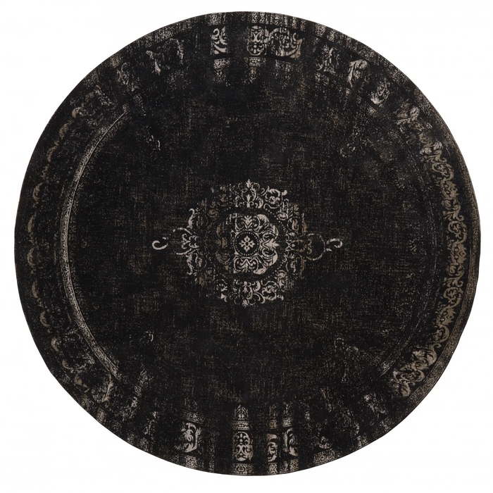 Photo of Large Round Rug Dark Grey / Black - Diameter 240cm