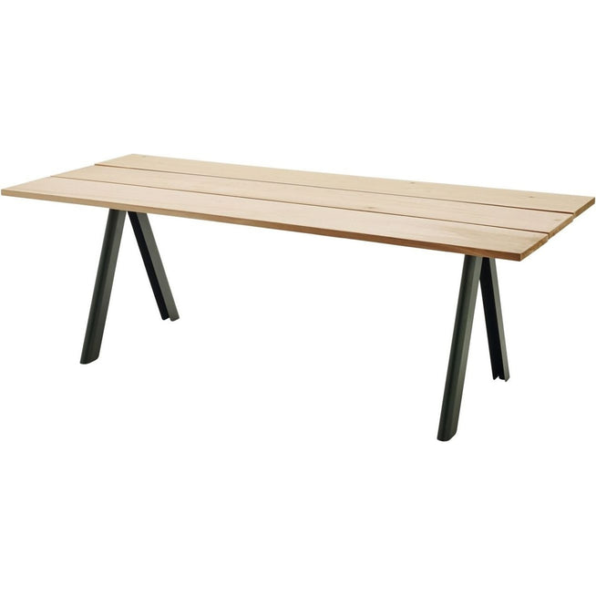 Photo of Overlap Table, Western Red Cedar Fsc Mix, Steel / Hunter Green - Matbord Utomhus - Taf Studio - Grön - Metall/trä