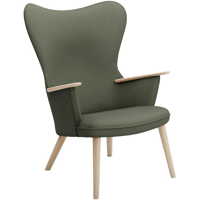 Photo of Carl Hansen - Ch78 Armchair, White Oiled Oak, Fabric Group 3 Fiord 0961 - Armchairs - Hans J. Wegner - Wood/Textile/Foam