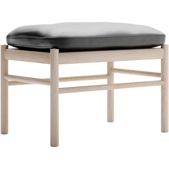 Photo of Carl Hansen - OW149F - Colonial Footstool, White Oiled Oak, Leather Group C Sif