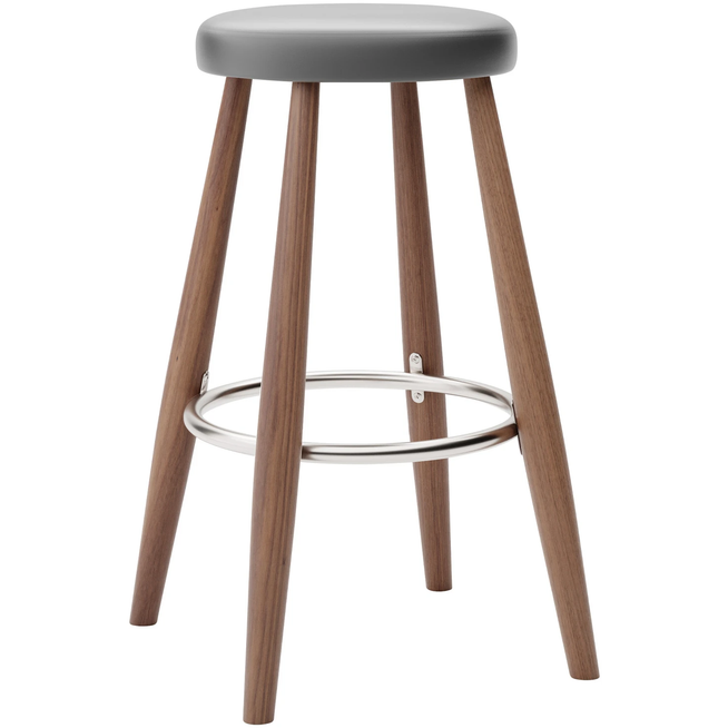 Photo of Carl Hansen - Ch58 Low Stool, Oiled Walnut, Leather Group B Thor - 359 - Bar stools & Bar stools - Hans J. Wegner - Wood - Leather/metal/wood