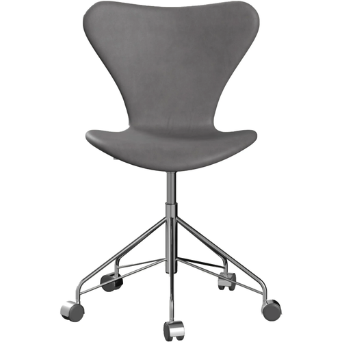 Photo of 3117 Sjuan - Full Upholstery, Leather, Embrace Concrete Grey - Desk Chairs - Arne Jacobsen - Beige