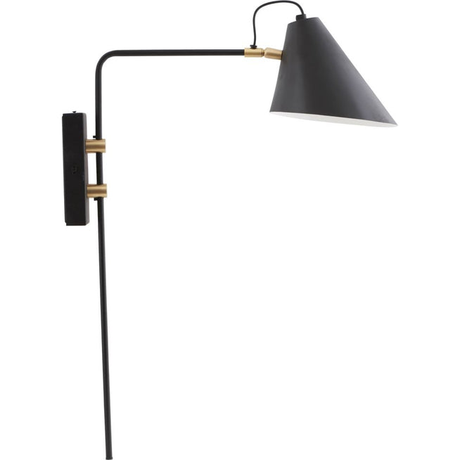 Photo of Club Wall Lamp Black Metal Brass
