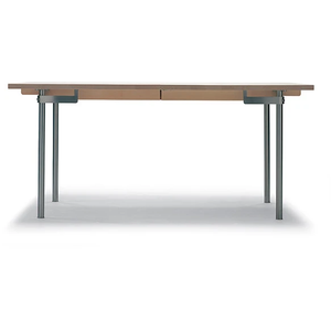 Ch322 dining table from Carl Hansen & Søn (stainless steel, white oil, pull-out for
