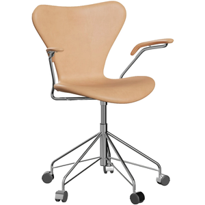 Photo of 3217 Sjuan - Upholstery, Leather, Natural - Desk chairs - Arne Jacobsen - Beige
