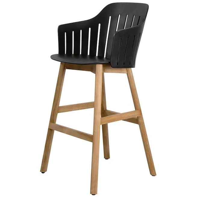 Photo of Choice Barstol - Indendørs - Barstol - Frame: Teak / Seat: Black - W59 X D53 X H42 Cm