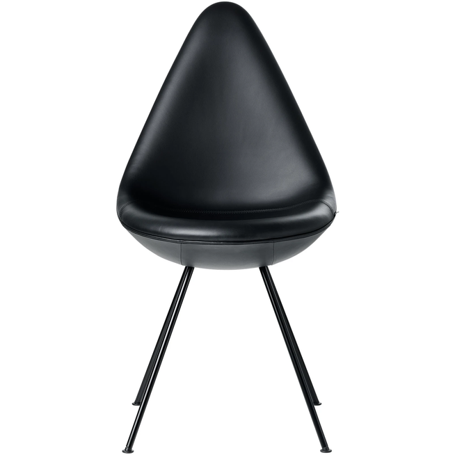 Photo of Drop Black Leather - Dining chairs - Arne Jacobsen - Black - Leather/metal/plastic