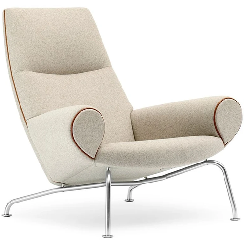Photo of Erik Jørgensen Wegner Queen Armchair w. Cognac Leather Keder Sh: 36 cm - Hallingdal 110/Brushed Stainless Steel