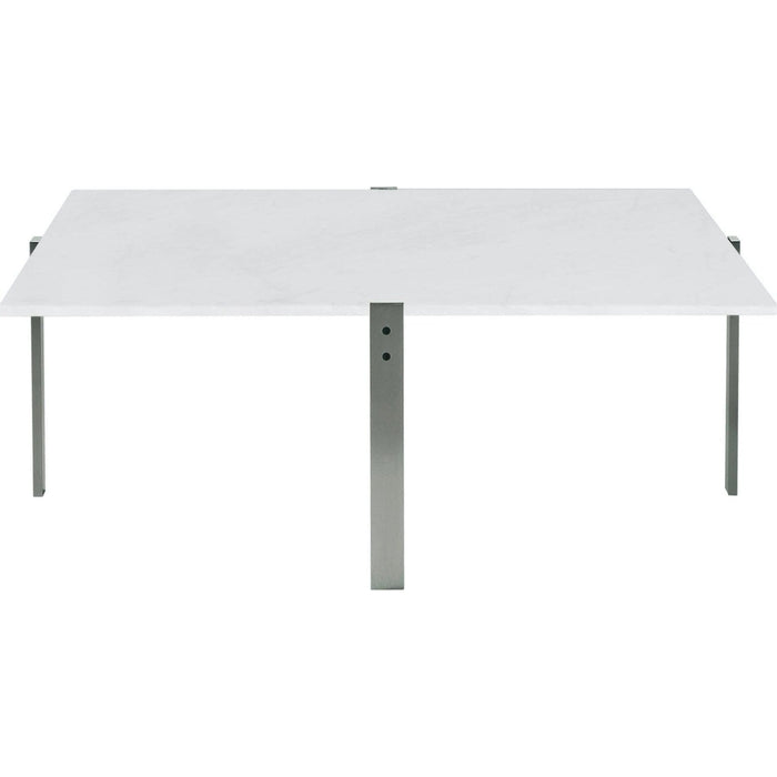 Photo of Pk65, White Marble, Rolled - Coffee Table - Poul Kjærholm - White - Metal/Stone