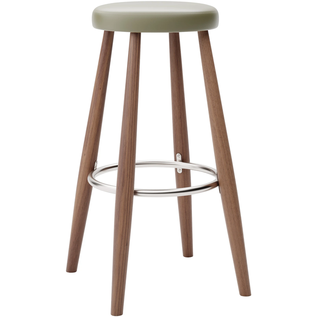 Photo of Carl Hansen - Ch56 High Stool, Oiled Walnut, Leather Group A Loke - 7240 - Bar stools & bar stools - Hans J. Wegner - Wood - Leather/metal/wood