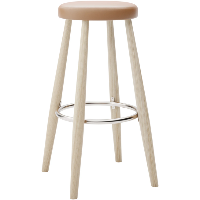 Photo of Carl Hansen - Ch56 High Stool, Soaped Oak, Leather Group C Sif - 95 - Bar stools & Bar stools - Hans J. Wegner - Wood - Leather/metal/wood
