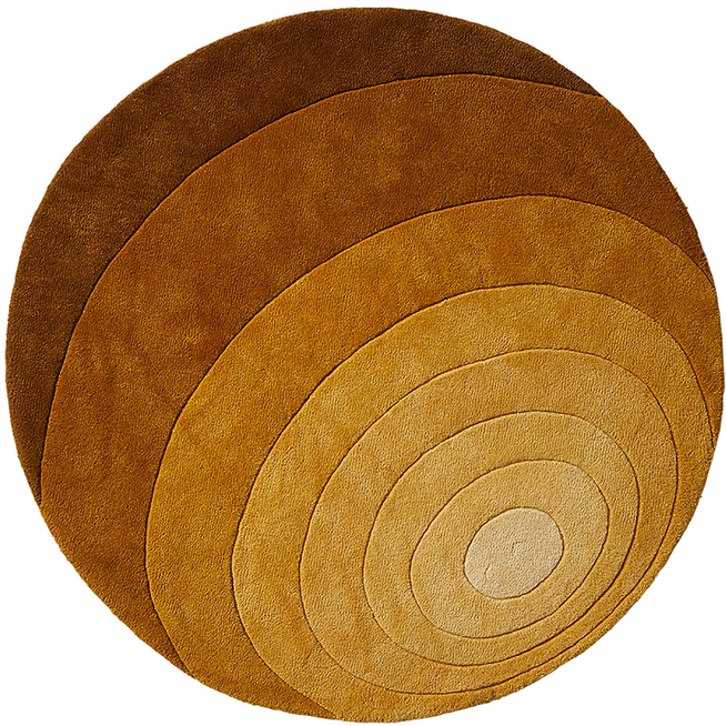 Photo of Luna Rug Ø120, Dark Yellow, 100% New Zealand Wool, Hand Tufted - Mönstrade Mattor - Verner Panton - Gul