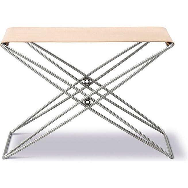 Photo of Jg Foldestolen 6565 By Jørgen Gammelgaard - Skammel - Vegeta 90 Natural / Brushed Stainless Steel - W60 X D46 X H40 Cm