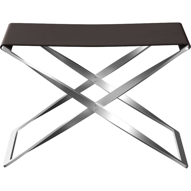 Photo of Pk91, Leather, Grace Dark Brown - Footstools - Poul Kjærholm - Brown - Metal