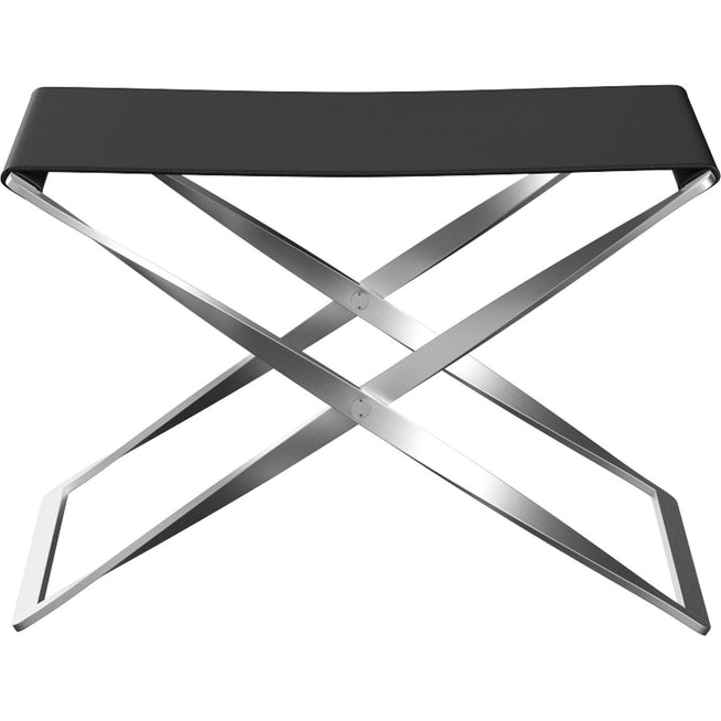 Photo of Pk91, Leather, Aura Black - Footstools - Poul Kjærholm - Black - Metal