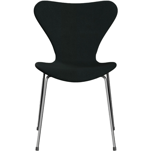 Photo of 3107 Sjuan - Fully upholstered, Fabric, Tone 128 - Dining chairs - Arne Jacobsen - Black - Metal/wood/textile material