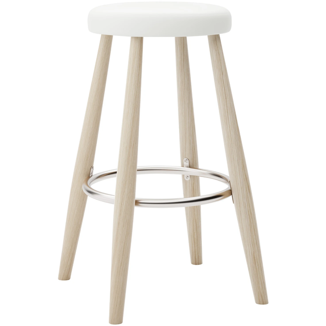 Photo of Carl Hansen - Ch58 Low Stool, Soaped Oak, Leather Group B Thor - 390 - Bar stools & Bar stools - Hans J. Wegner - Wood - Leather/metal/wood