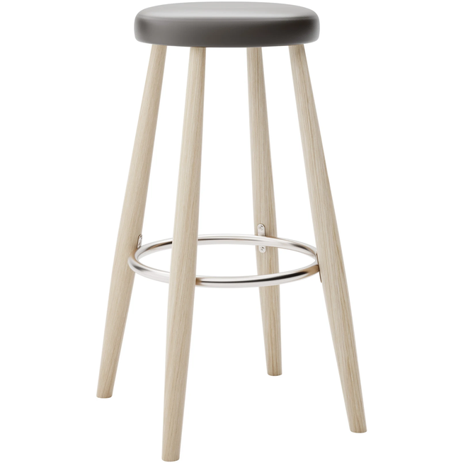 Photo of Carl Hansen - Ch56 High Stool, Soaped Oak, Leather Group B Thor - 377 - Bar stools & Bar stools - Hans J. Wegner - Wood - Leather/metal/wood