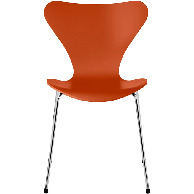 Photo of Sjuan 3107 Paradise Orange Lacquered/chrome - Dining chairs - Arne Jacobsen - Orange - Metal/wood