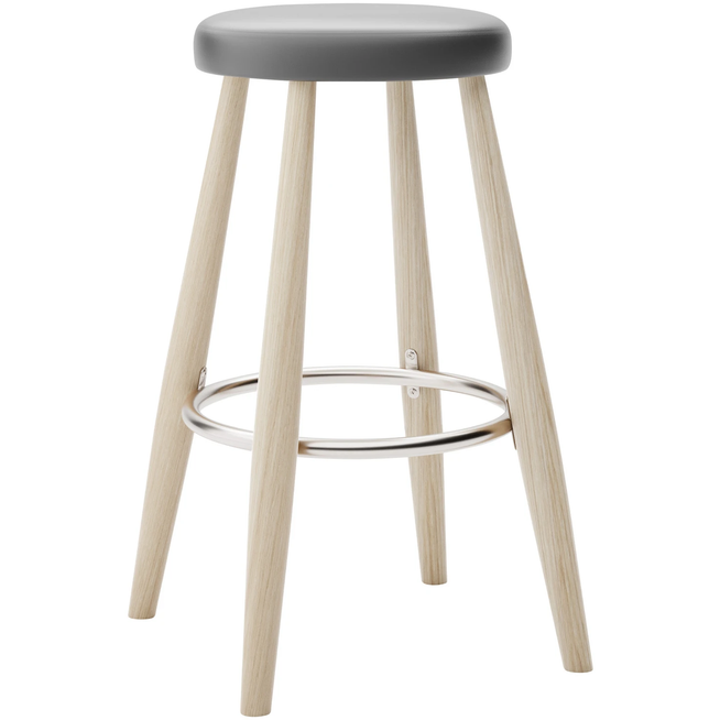 Photo of Carl Hansen - Ch58 Low Stool, Soaped Oak, Leather Group B Thor - 359 - Bar stools & Bar stools - Hans J. Wegner - Wood - Leather/metal/wood