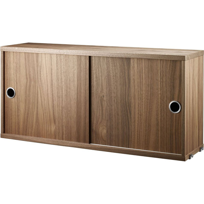 Photo of String Cabinets/sliding doors 78x20, Walnut - Shelving - Nils Strinning - Wood - Mdf/metal/wood